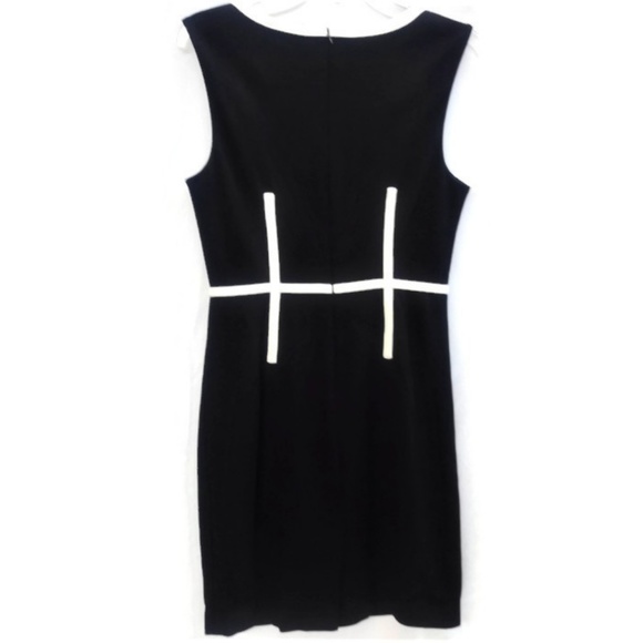 Trina Turk Dress Ponte Knit Sleeveless Back Zipper Black White Slip Stretch 4 - Picture 2 of 7